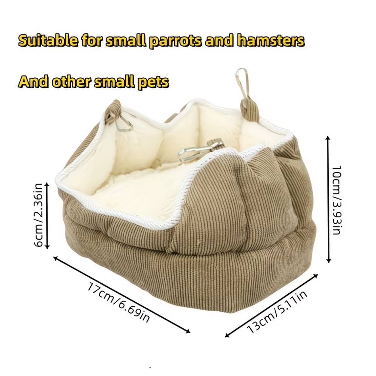 Hanging Corduroy Small Pet Nest with Plush Lining for Cages - view 3