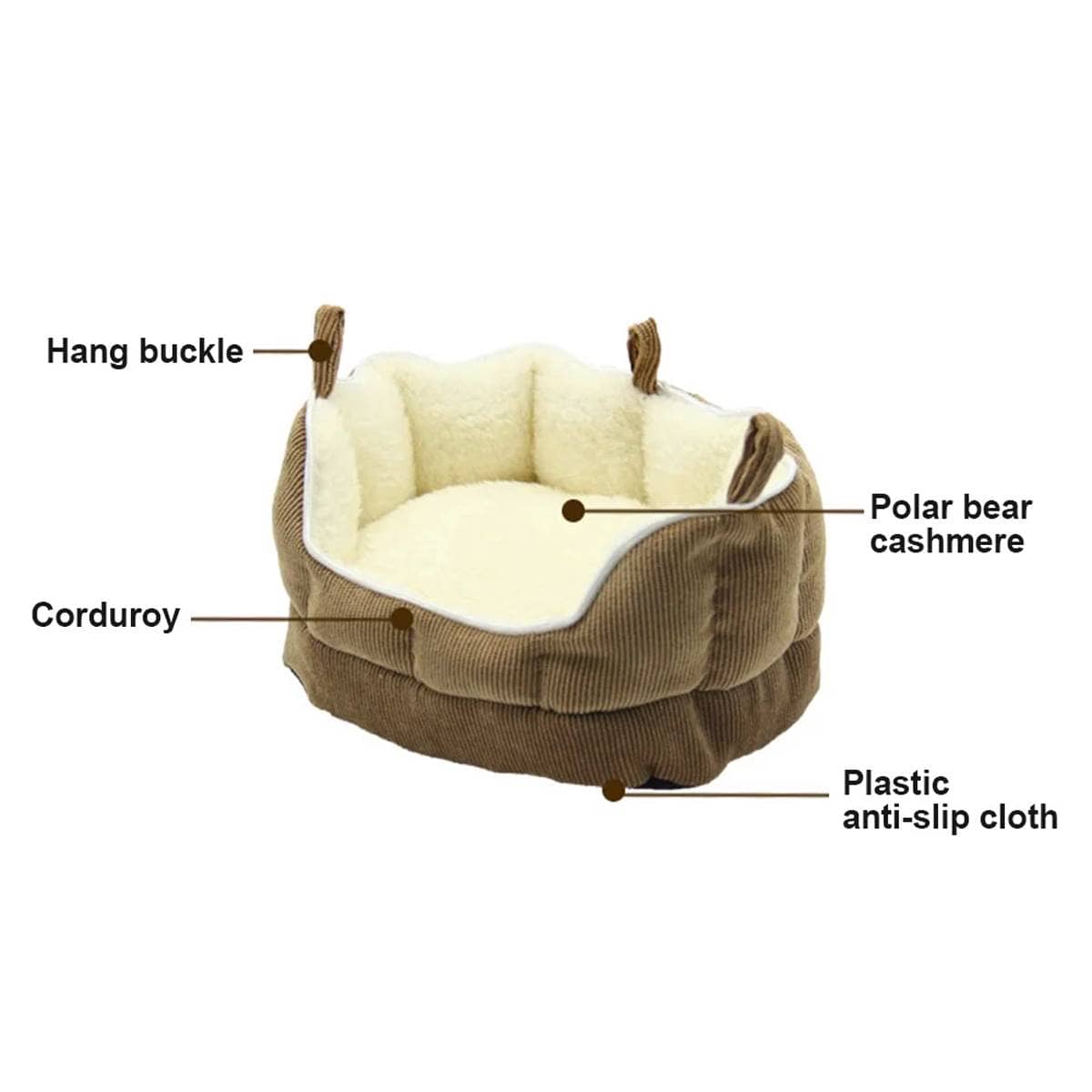 Hanging Corduroy Small Pet Nest with Plush Lining for Cages - view 5