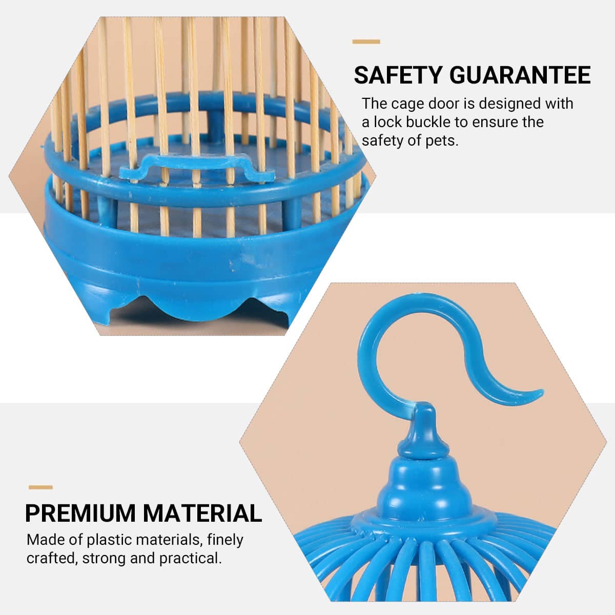 Hanging Cricket Cage Blue Plastic Insect House with Wooden Slats and Hook - view 5