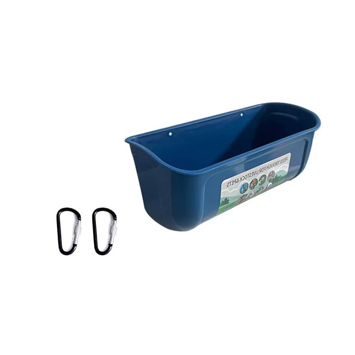 Hanging Feed Trough for Poultry and Goats - Dark Blue