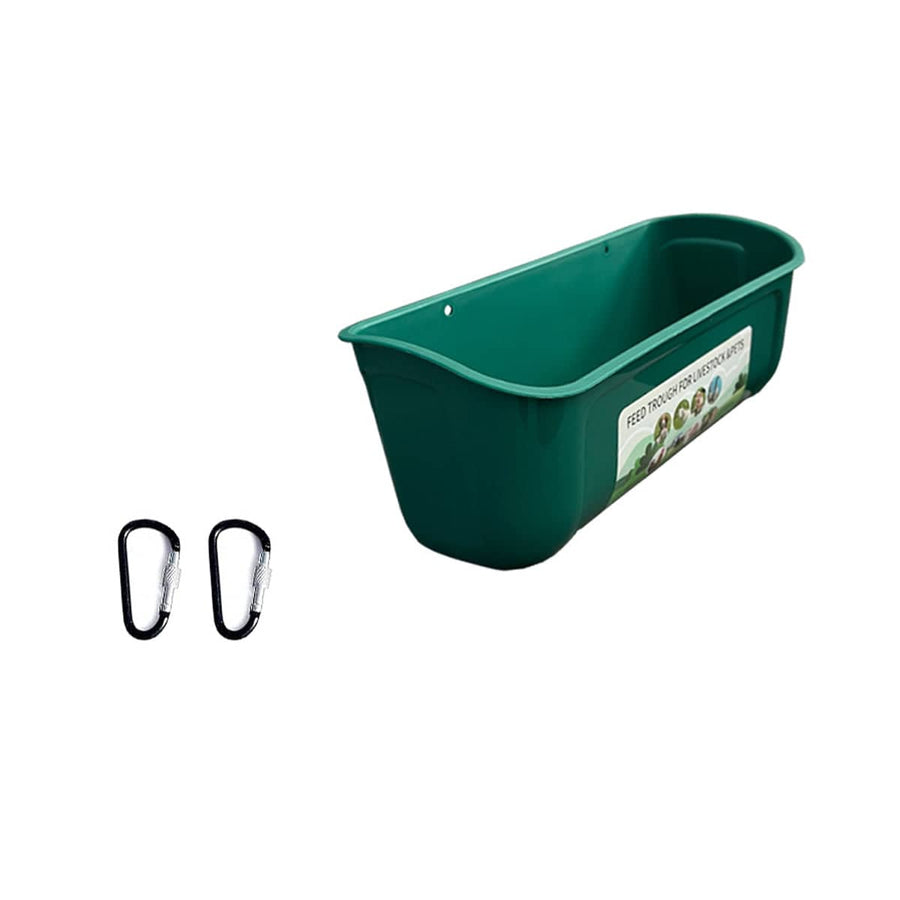 Hanging Feed Trough for Poultry and Goats - Dark Green