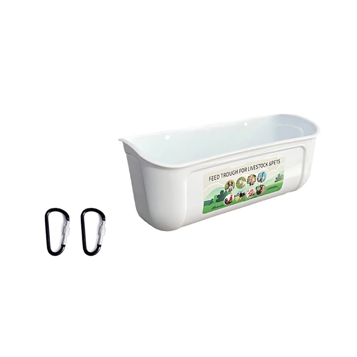 Hanging Feed Trough for Poultry and Goats - White