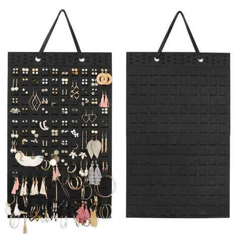 Hanging Felt Jewellery Organiser for Earrings and Necklaces - Black