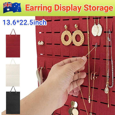 Hanging Felt Jewellery Organiser for Earrings and Necklaces - Black - view 2