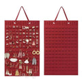 Hanging Felt Jewellery Organiser for Earrings and Necklaces - Red