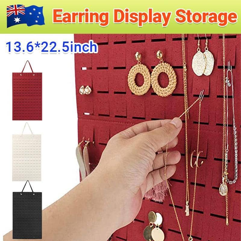 Hanging Felt Jewellery Organiser for Earrings and Necklaces - Red - view 2
