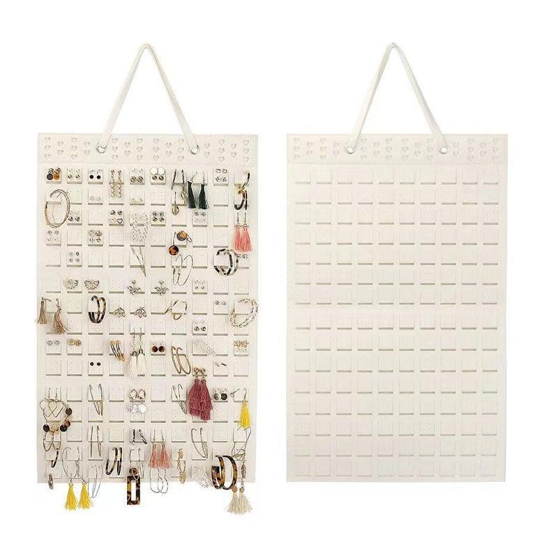 Hanging Felt Jewellery Organiser for Earrings and Necklaces - White