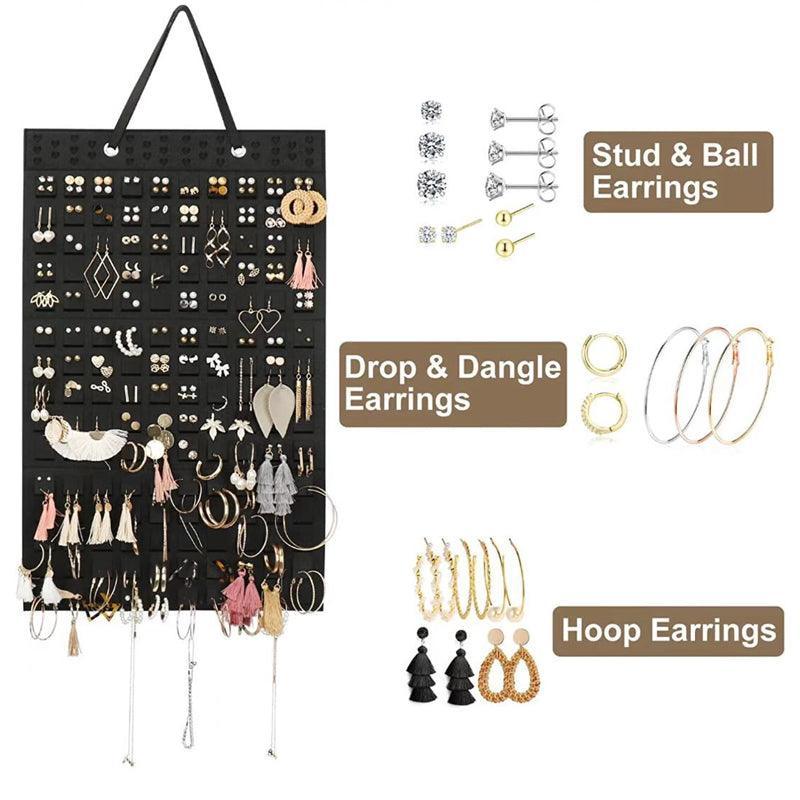 Hanging Felt Jewellery Organiser for Earrings and Necklaces - White - view 3