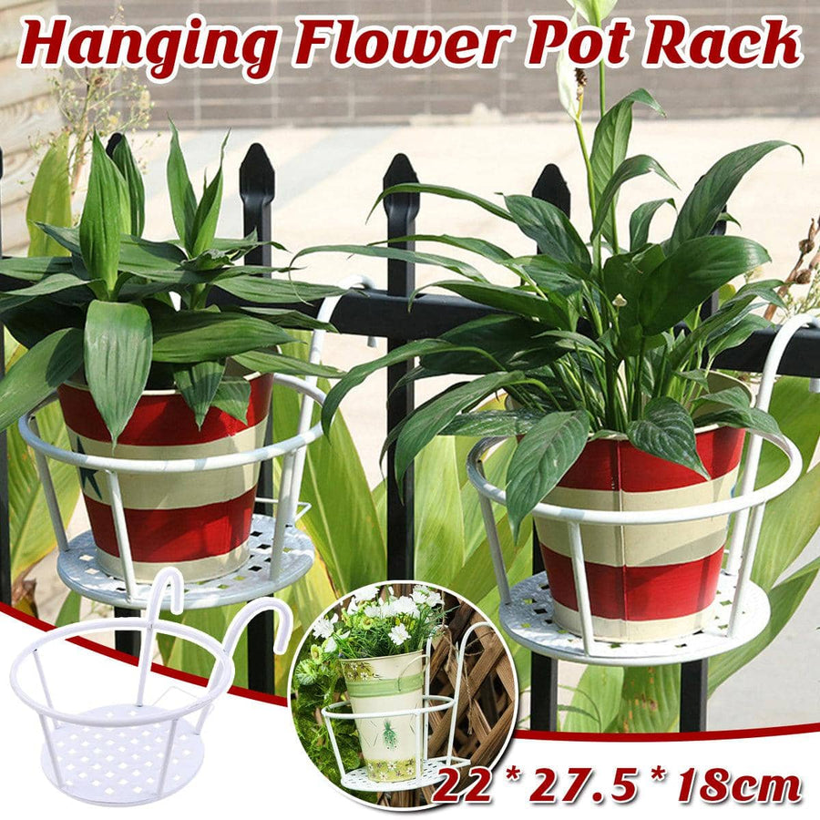 Hanging Flower Pot Rack in Iron, White, 22 cm Diameter