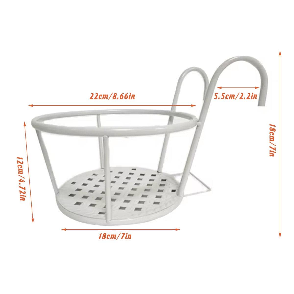 Hanging Flower Pot Rack in Iron, White, 22 cm Diameter - view 3