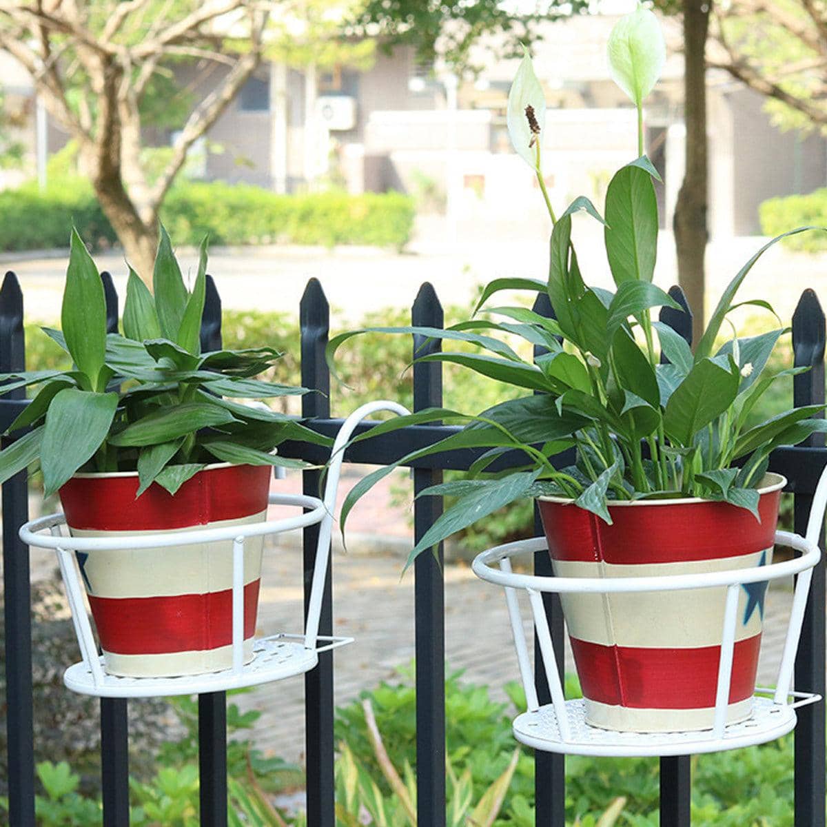 Hanging Flower Pot Rack in Iron, White, 22 cm Diameter - view 4