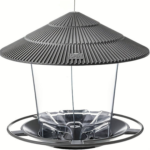 Hanging Gazebo Style Bird Feeder with Multiple Ports - Grey