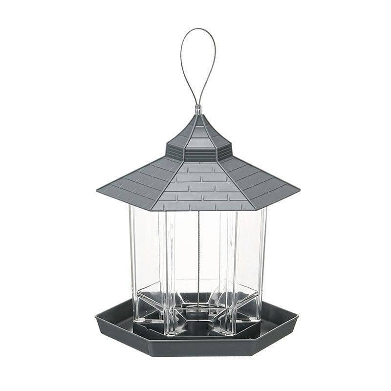 Hanging Gazebo Wild Bird Feeder for Garden - Grey