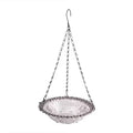 Hanging Glass Bird Bath and Feeder with Chain and Hook - Grey