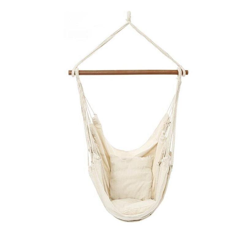 Hanging Hammock Chair Swing for Garden and Camping - White