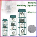 Hanging Handbag Storage Organiser for Wardrobe, 4 Layers, Dark Green