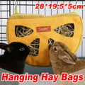 Hanging Hay Feeder Bag Washable Anti Waste for Bunnies, Hamsters and Small Pet Cages
