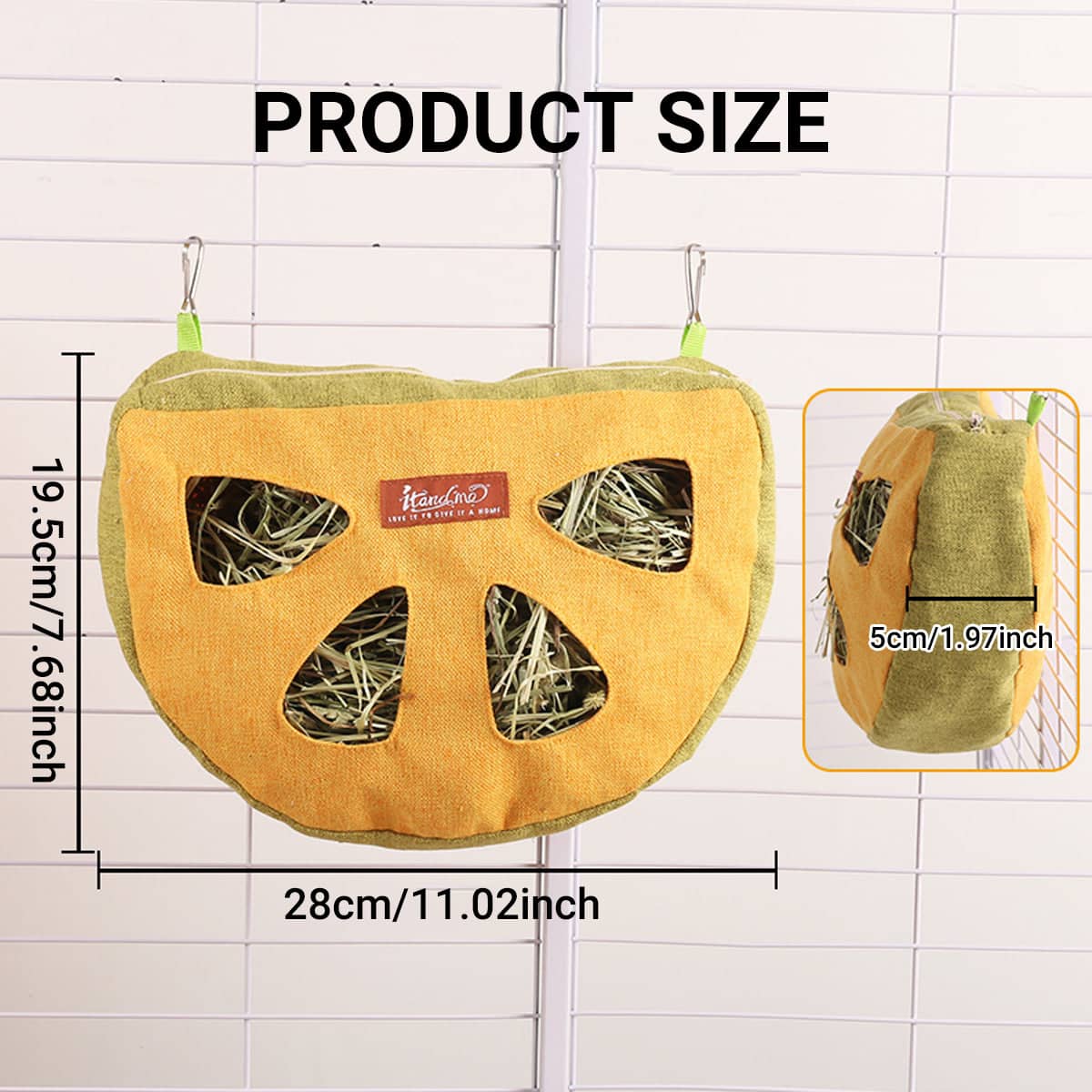 Hanging Hay Feeder Bag Washable Anti Waste for Bunnies, Hamsters and Small Pet Cages - view 3