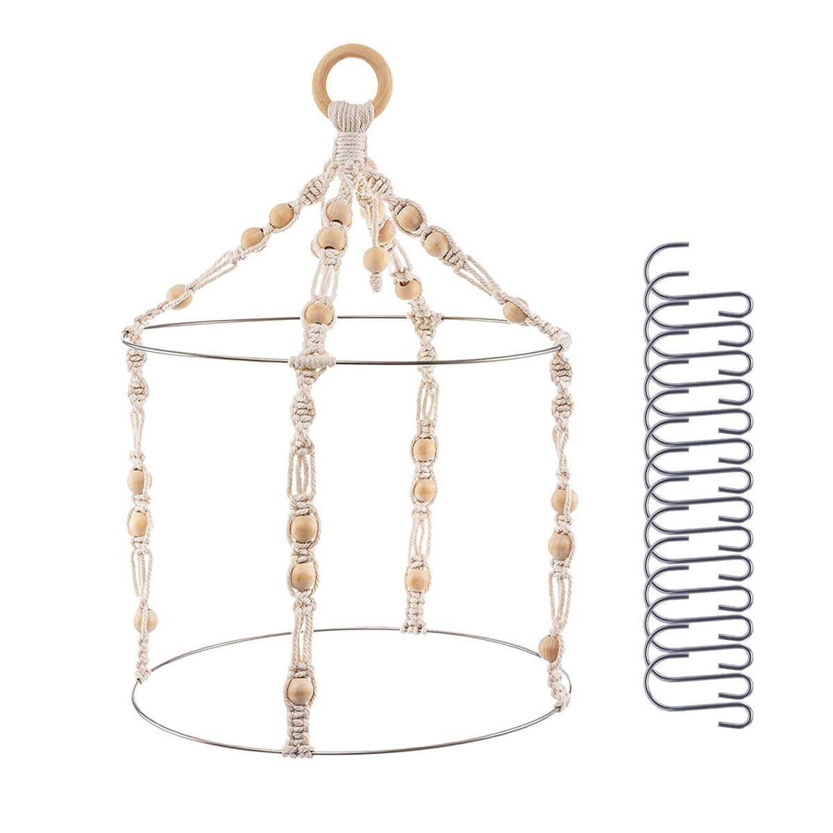 Hanging Herb Drying Rack, Handwoven Cotton Rope with 15 Hooks - view 2