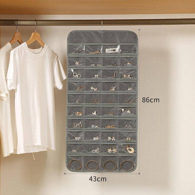 Hanging Jewellery Organiser with 48 Pockets and Metal Hanger - White - view 3