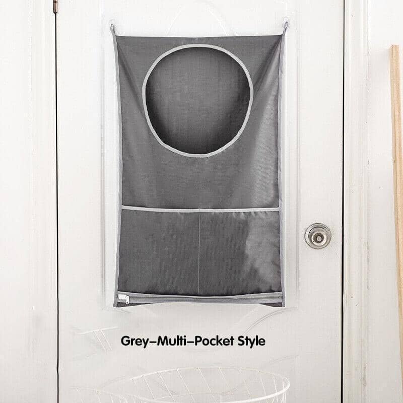 Hanging Laundry Bag with Pockets, 77 x 50 cm - Grey Oxford Cloth