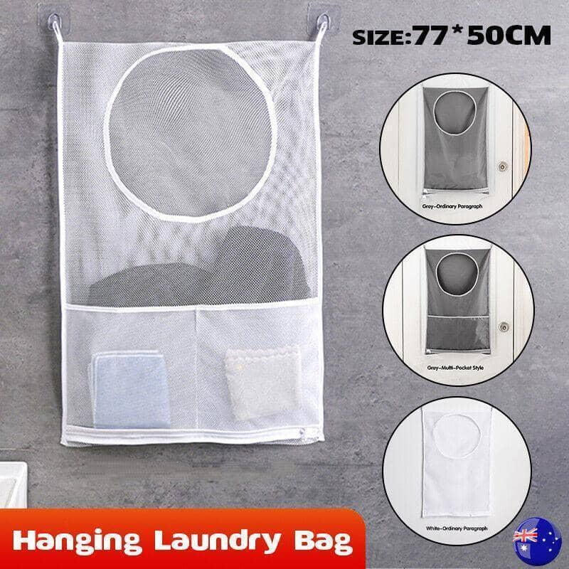 Hanging Laundry Bag with Pockets, 77 x 50 cm - Grey Oxford Cloth - view 2