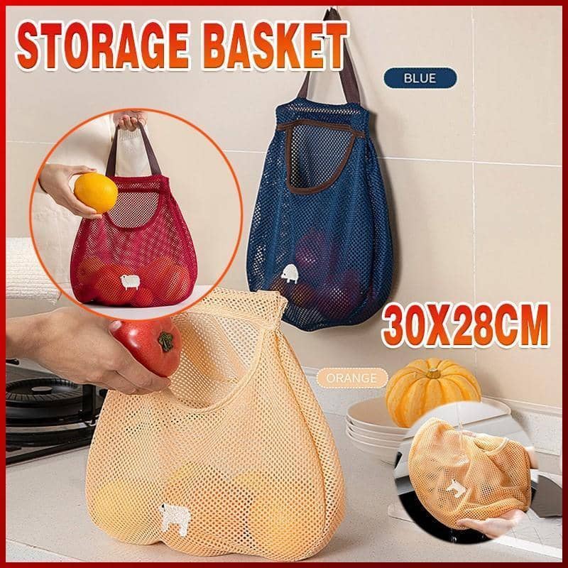 Hanging Mesh Vegetable Storage Bag for Onion, Potato and Garlic - Yellow - view 2