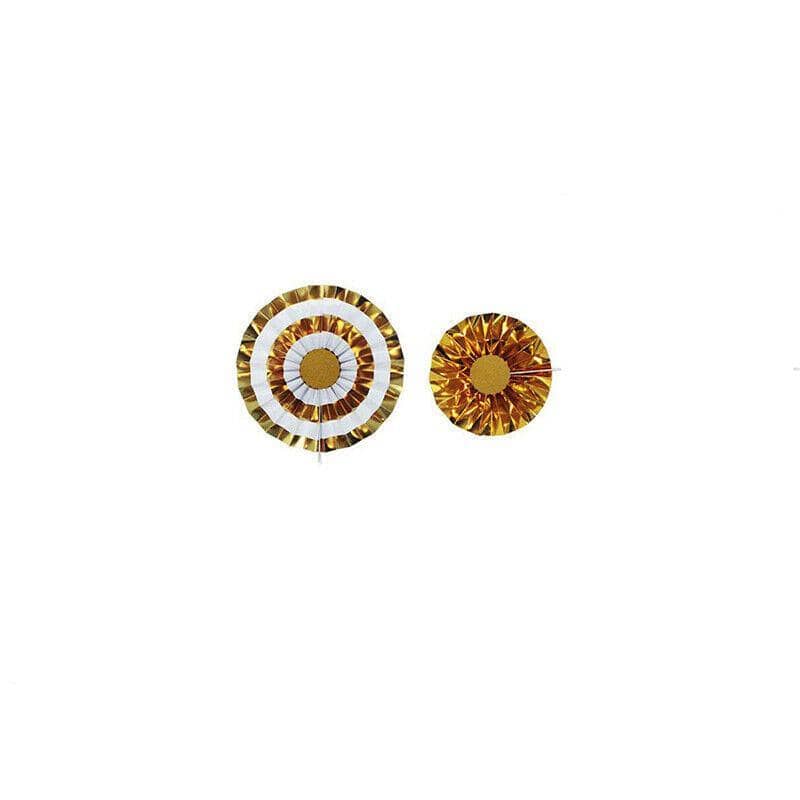 Hanging Paper Fan Party Decorations - Black and Gold, Pack of 8 - view 2