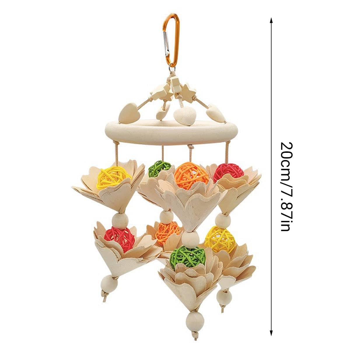 Hanging Parrot Chew Toy with Natural Wood and Woven Balls for Cage Beak Grinding - view 3