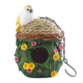 Hanging Resin Birdhouse with Leaf and Flower Design - Outdoor Garden Decor - view 2