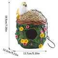 Hanging Resin Birdhouse with Leaf and Flower Design - Outdoor Garden Decor - view 3