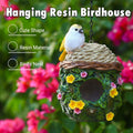 Hanging Resin Birdhouse with Leaf and Flower Design - Outdoor Garden Decor - view 4
