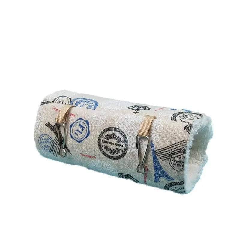 Hanging Tunnel Hammock for Guinea Pigs and Hamsters - Eiffel Tower Print, Medium (12 x 12 x 27 cm)