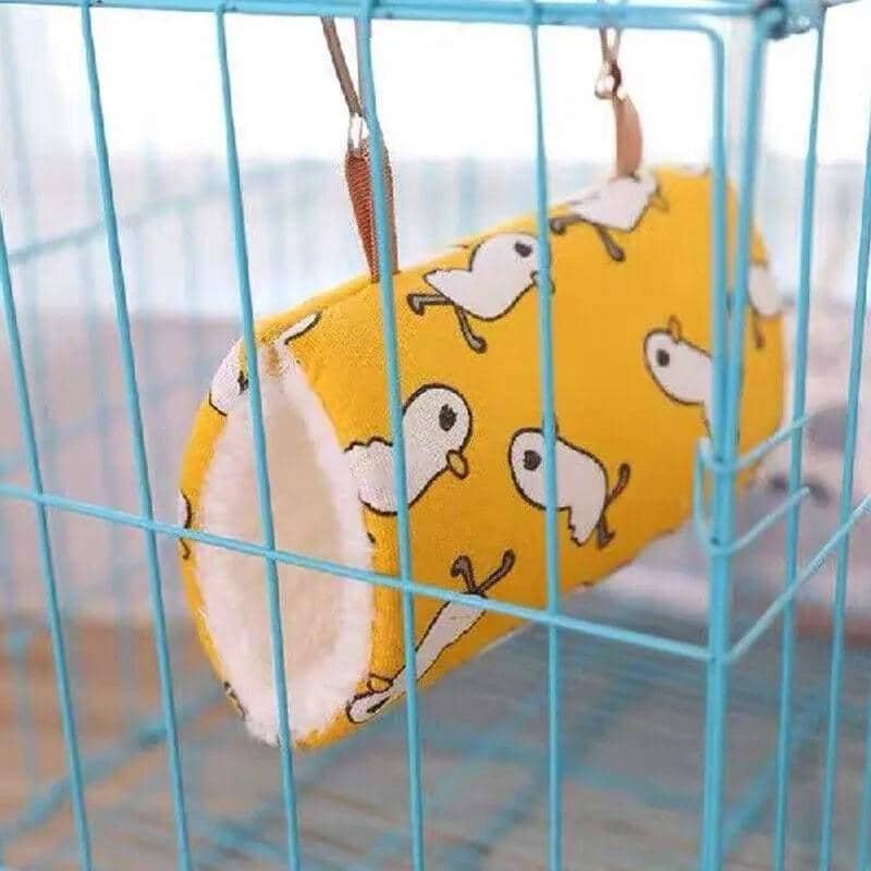 Hanging Tunnel Hammock for Guinea Pigs and Hamsters - Yellow Duck Print, Medium (12 x 12 x 27 cm) - view 5