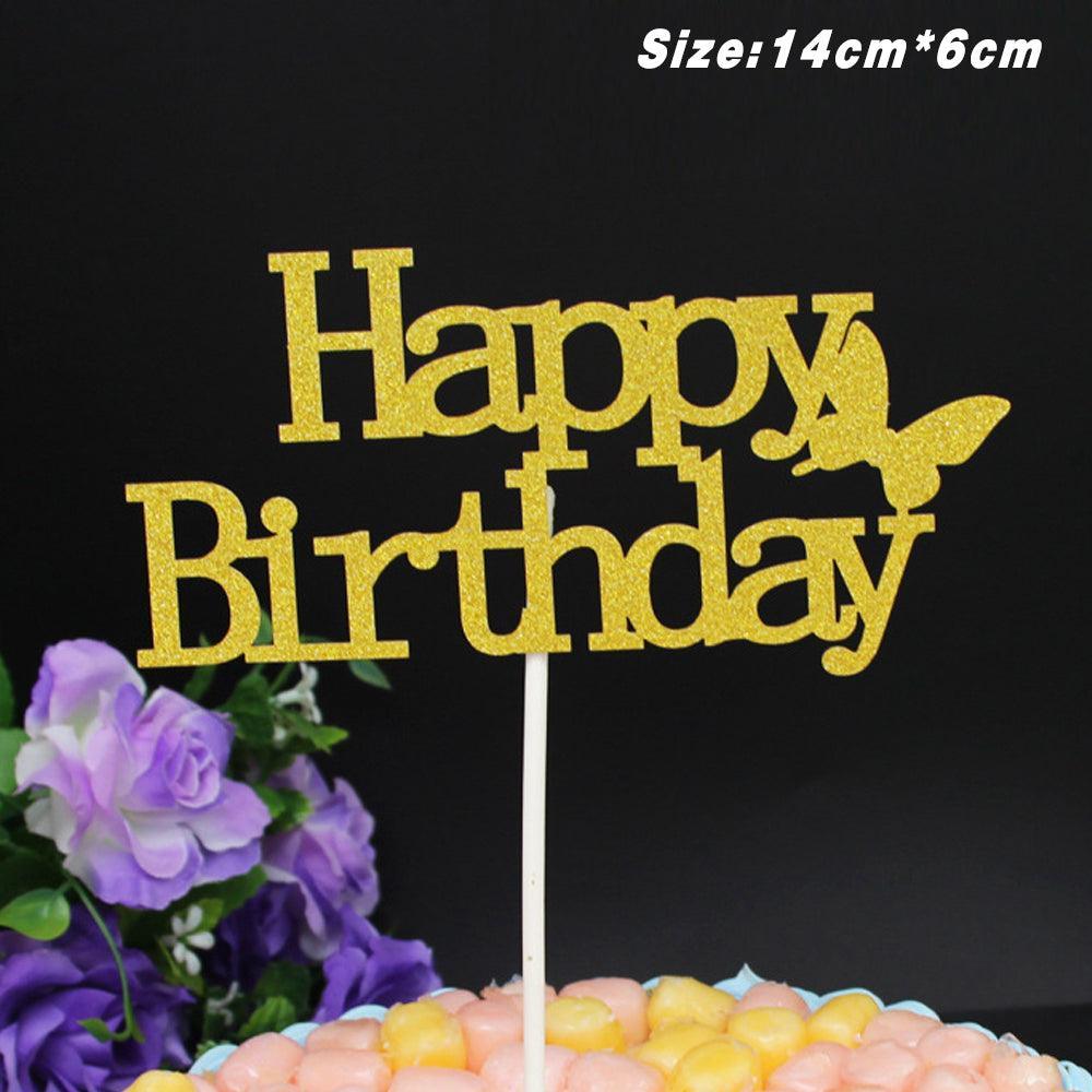 Happy Birthday Acrylic Cake Topper Party Decoration - Gold-Bowknot - view 10