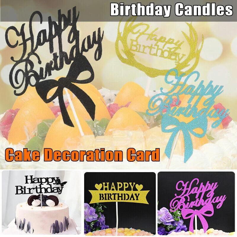 Happy Birthday Acrylic Cake Topper Party Decoration - Gold-Bowknot - view 2