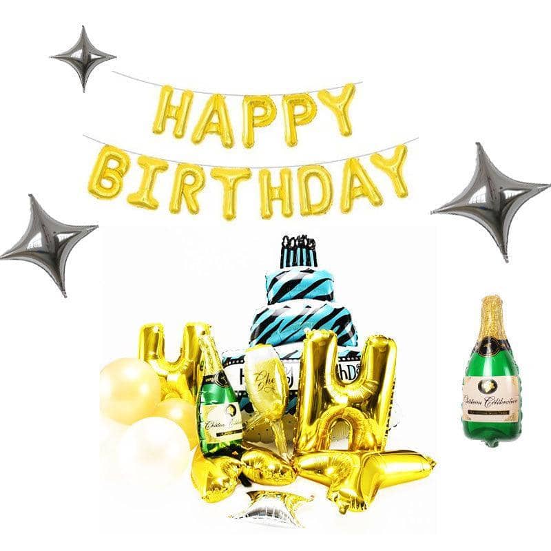 Happy Birthday Balloon Garland Kit - Gold, Pack of 50