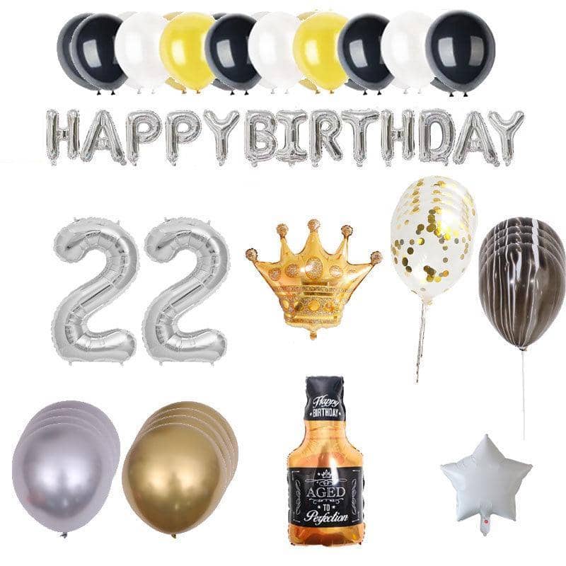 Happy Birthday Balloon Garland Kit - Silver, Pack of 95
