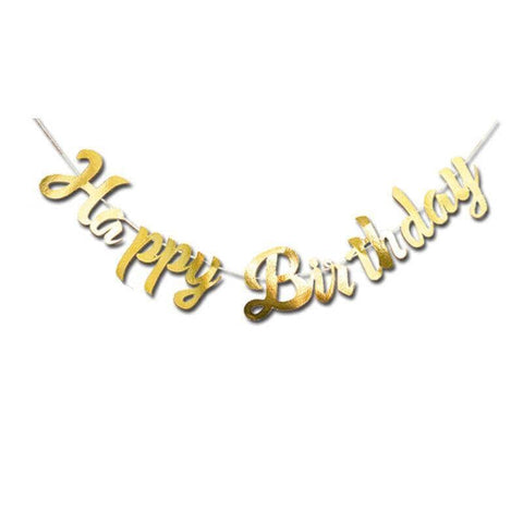 Happy Birthday Banner, Paper Bunting - Gold