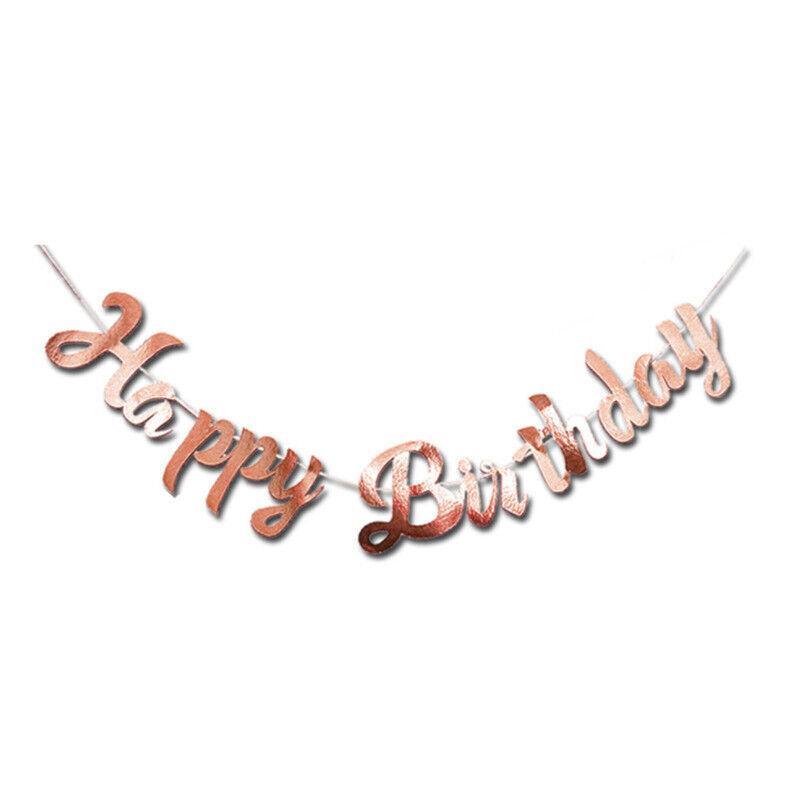 Happy Birthday Banner, Paper Bunting - Rose Gold