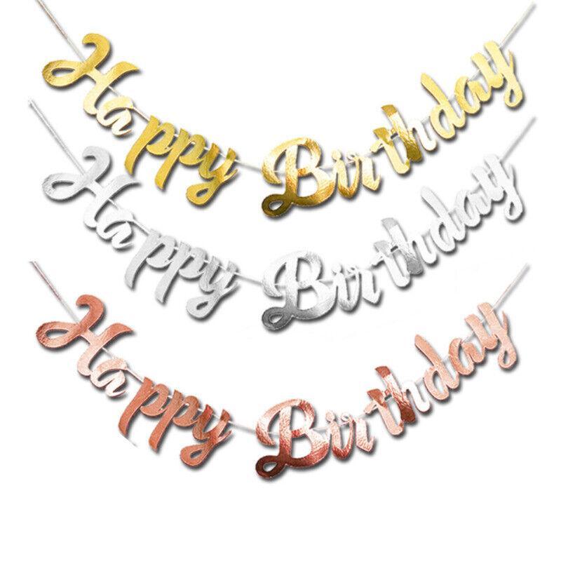Happy Birthday Banner, Paper Bunting - Rose Gold - view 3