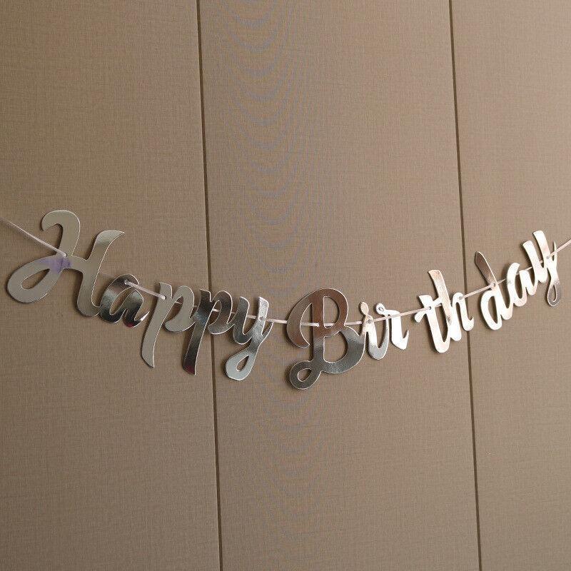 Happy Birthday Banner, Paper Bunting - Silver - view 5