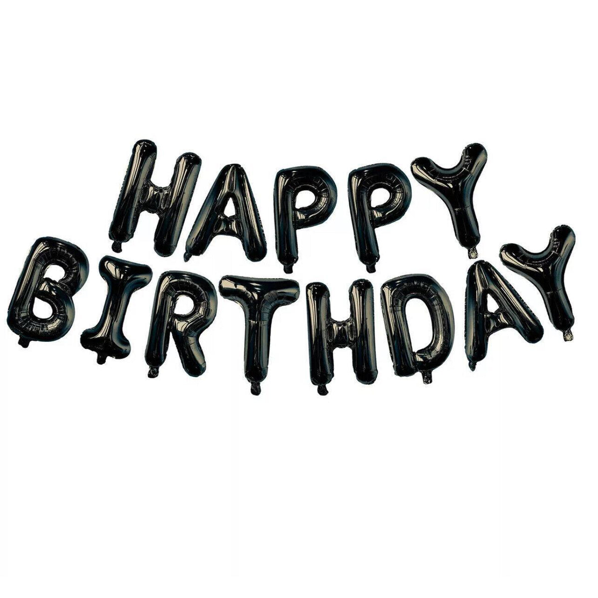 Happy Birthday Foil Balloon Letters Banner Set, Pack of 13 - Black