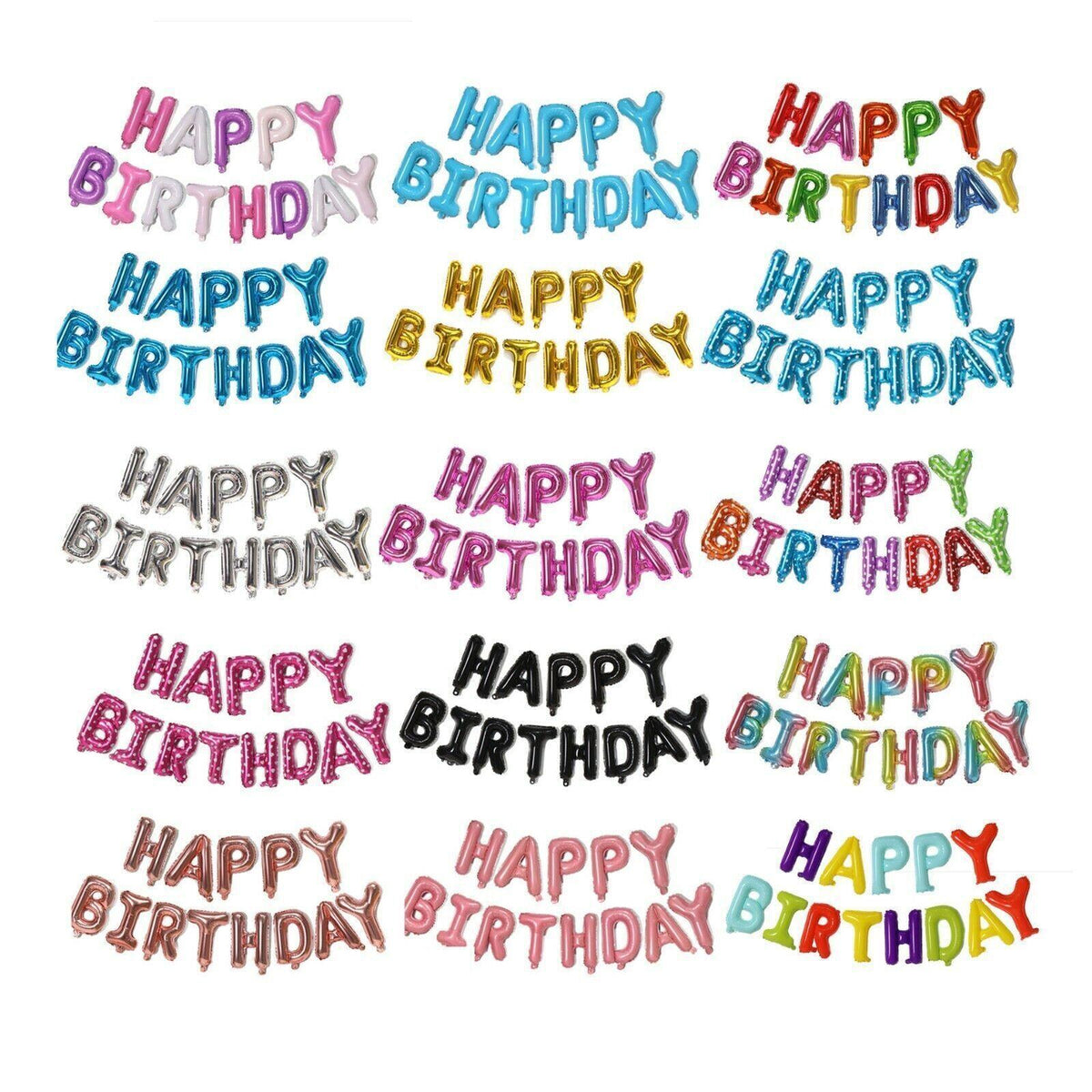 Happy Birthday Foil Balloon Letters Banner Set, Pack of 13 - Gold - view 3