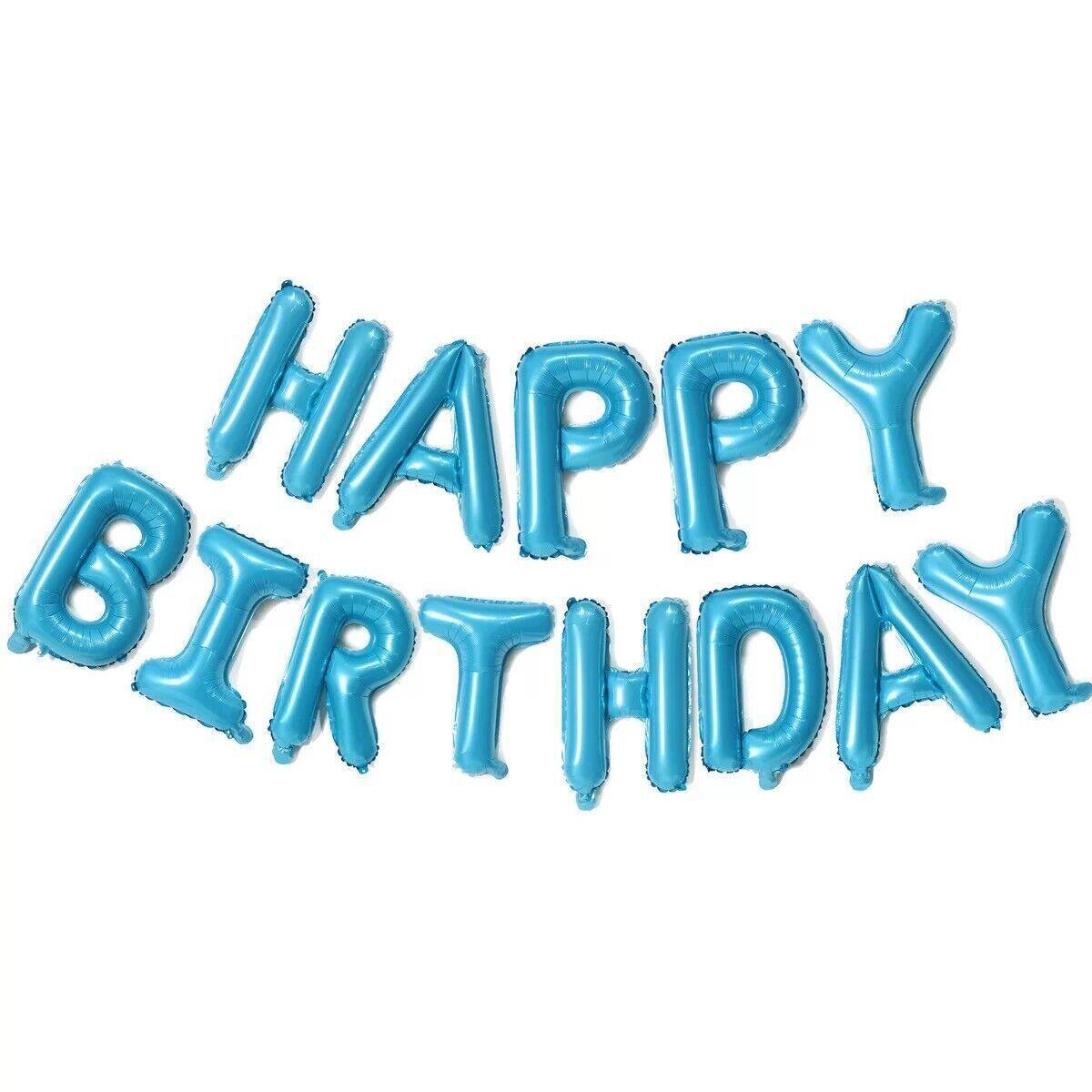 Happy Birthday Foil Balloon Letters Banner Set, Pack of 13 - Light Blue