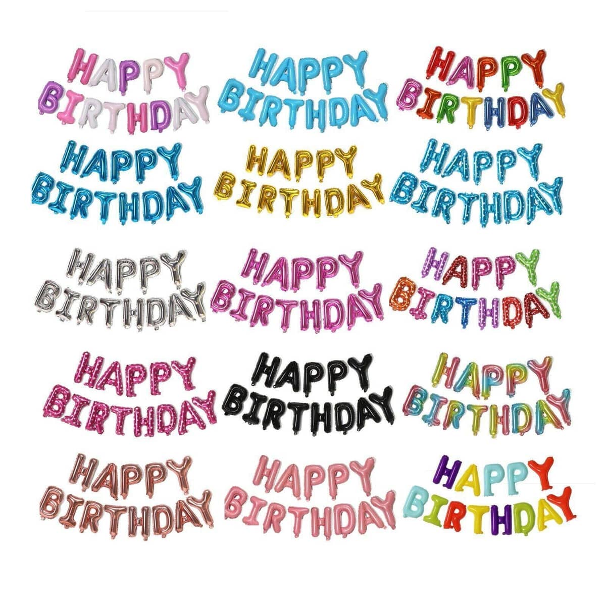 Happy Birthday Foil Balloon Letters Banner Set, Pack of 13 - Multicolour 3 - view 3