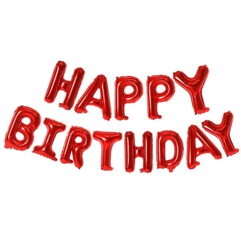 Happy Birthday Foil Balloon Letters Banner Set, Pack of 13 - Red