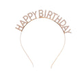 Happy Birthday Headband with Rhinestone Crown - Gold