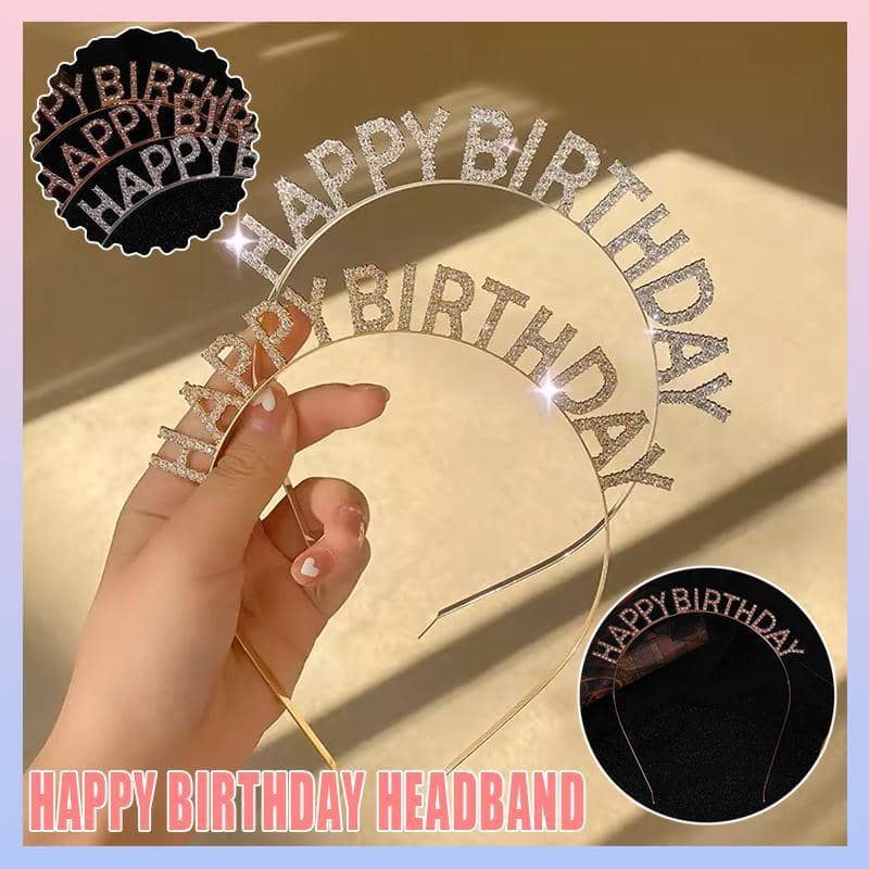 Happy Birthday Headband with Rhinestone Crown - Silver - view 2