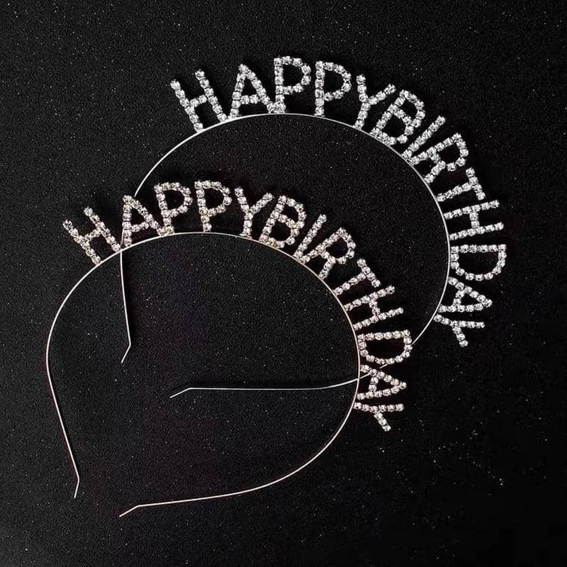 Happy Birthday Headband with Rhinestone Crown - Silver - view 5